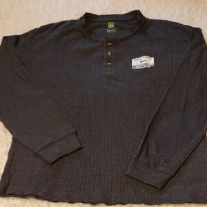John Deere Dark Gray Long Sleeve Henley